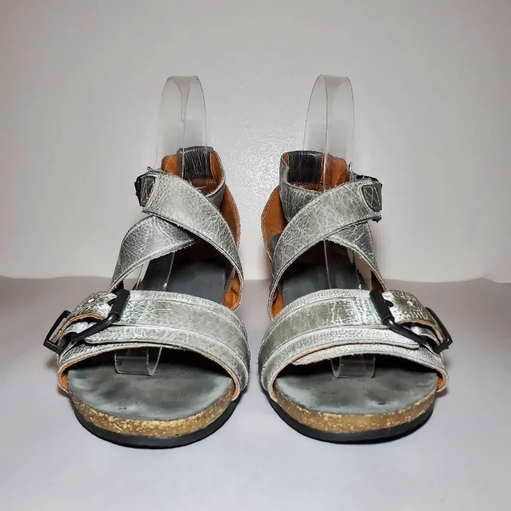 Taos Grey Wedge Sandals Size 38 (7 - 7.5)